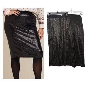 Torrid 4 (4X) Black Sequin Sparkle Holiday Cocktail Christmas Party Midi Skirt